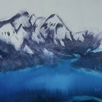 mountain lake painting
