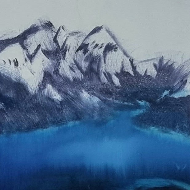 mountain lake painting