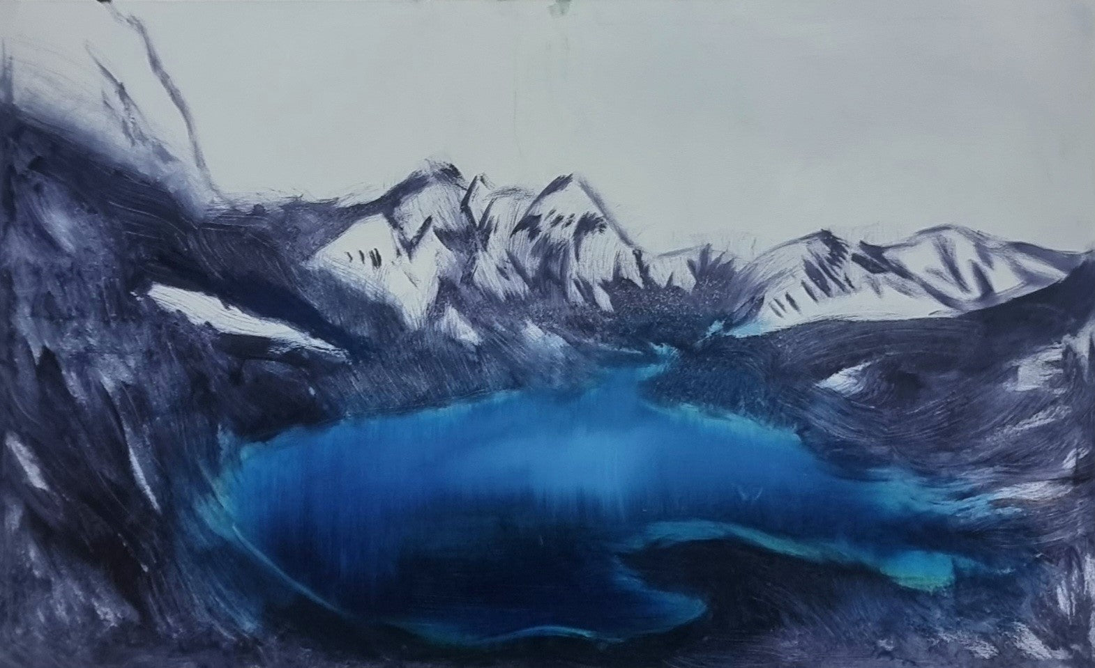 mountain lake painting